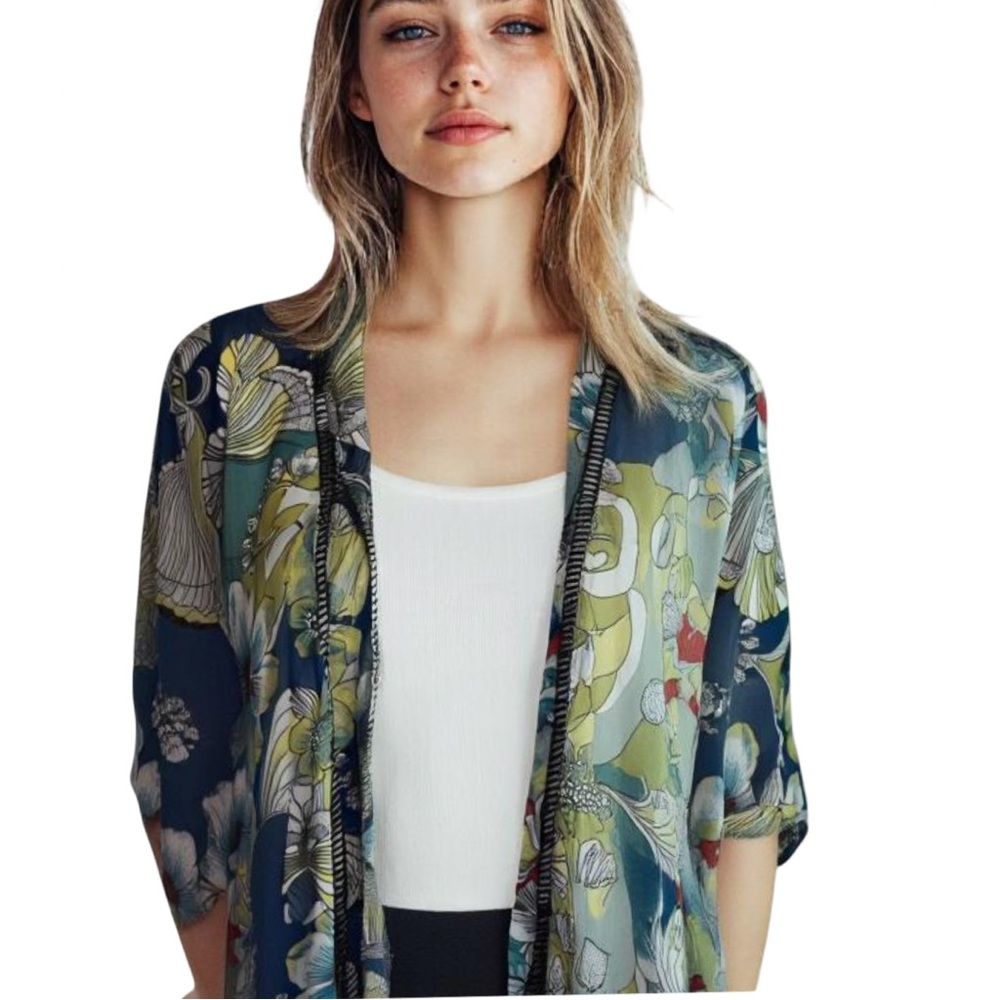 Angie Butterfly Floral Sheer Kimono - Picture 4 of 5